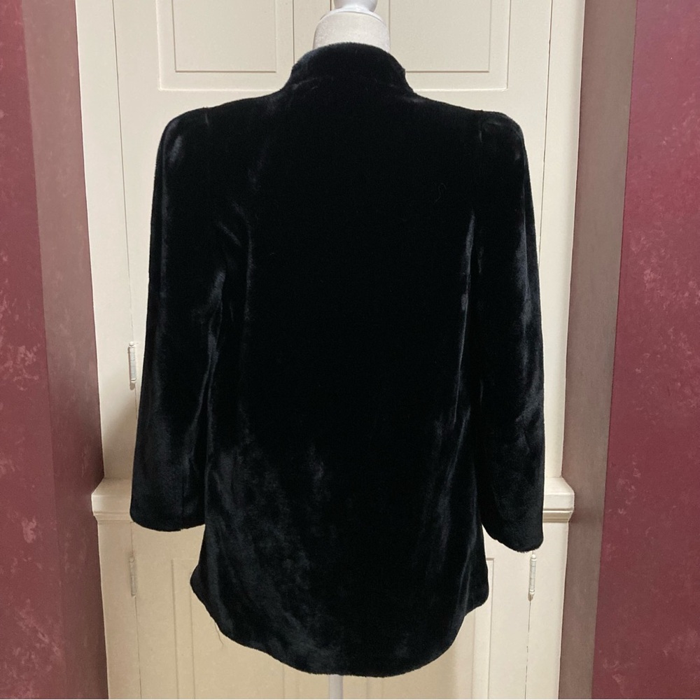Vintage 80’s SASSON Borgazia Union Made Women’s Faux Fur Black Coat Size 8 - Picture 5 of 9